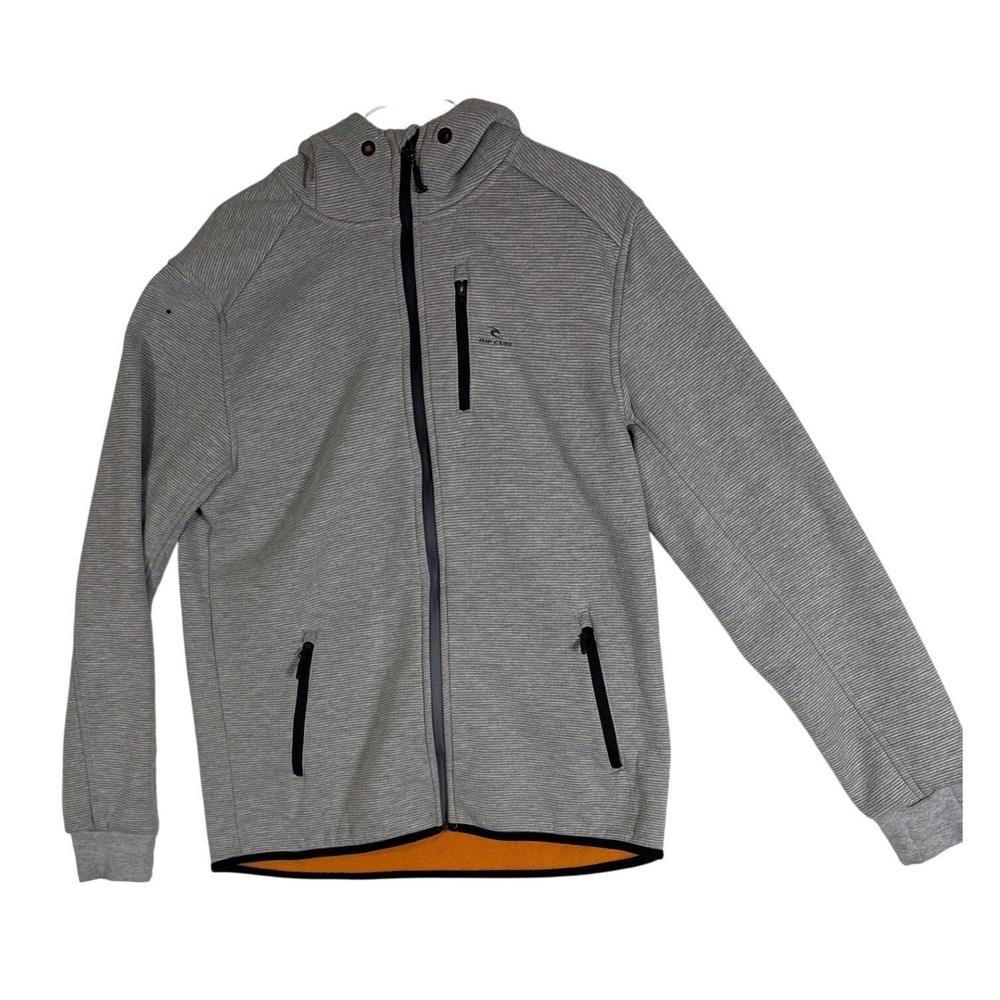 Rip Curl Anti-Series Mens Gray Full Zip Hoodie Jacket Anti-Wind Rain Orange M